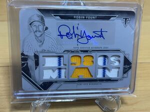 Robin Yount ロビンヨーント ゲーム実使用パッチ入り直筆サインカード1/1 1of1 MLB通算3142安打、251本塁打、MVP2回1999年殿堂入り Topps