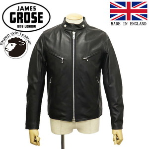 JAMES GROSE (ジェームスグロース) MEN'S CLUBMAN JACKET NEW SHEEP メンズ クラブマンジャケット ニューシープスキン BLACK JG038 40