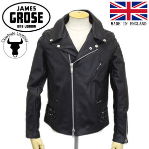 JAMES GROSE (ジェームスグロース) G36-12 MEN'S GEORGIAN COW JKT (メンズ ジョージアン カウハイド レザージャケット) BLACK JG020-42