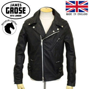 JAMES GROSE (ジェームスグロース) G39-12 MEN'S GEORGIAN HORSE JKT (メンズ ジョージアン ホースハイド レザージャケット) BLACK JG022-3