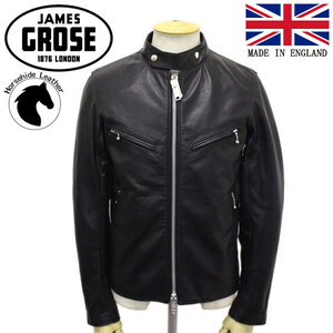 JAMES GROSE (ジェームスグロース) G04-12 MEN'S CLUBMAN HHL JKT (メンズ クラブマン ホースハイド レザージャケット) BLACK JG018-42