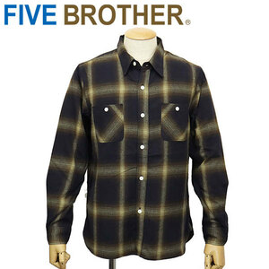 FIVE BROTHER (ファイブブラザー) 152100 ライトフランネル 長袖チェックシャツ NAVYxBROWN S