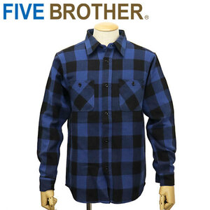 FIVE BROTHER (ファイブブラザー) 152161 ヘビーフランネル バッファローチェック ワークシャツ BLUE XL