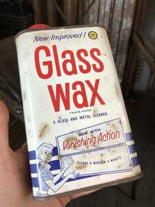 即決 SOLD SEAL Glass Wax ヴィンテージ グラスワックス オイル缶 家具 車 / アメリカン ガレージ ジャンクパーツ インダストリアル