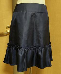  Natural Beauty Basic navy blue satin frill skirt formal 