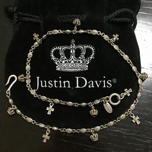  Justin Davis Crown Cross chain necklace SV925 * 2 ream bracele * chain charm silver 