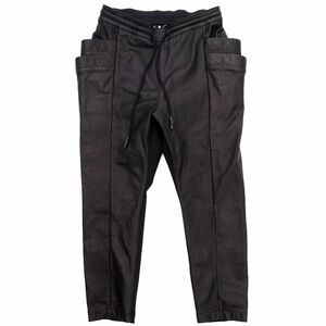 D03386 美品 22SS RIPVANWINKLE/レザーパンツ 【サイズ：L】 ブラック LEATHER JERSEY JODHPUR PANTS リップヴァンウインクル