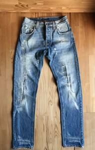 Nudie Jeans BIG BENT WORN DOWN W27 L32 NJ2993 ヌーディージーンズ USED加工 美品 デニムパンツ チェーン ステッチ インディゴ コットン