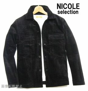 新品 秋冬 ◆ ニコル　ストレッチ 厚手 コーデュロイ シャツジャケット　46/M　黒 ブラック　CPO カバーオール NICOLE Selection