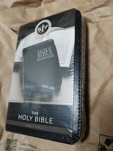 KJV Holy Bible, Mini Pocket Bible Zippered Black Faux Leather Bible w/Ribbon Marker, King James Version