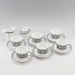 Wedgwood ウェッジウッド コントラスト カップ＆ソーサー×6/シュガーポット＆クリーマー 食器 _【57130301-15】未使用