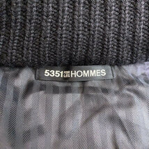 即決★5351 POURELES HOMMES★メンズ3 ウール ダッフルコート 5351プールオム 黒系 ブラック スリム ニット 牛革使用_画像9