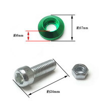フジツボ 汎用 M6 ボルト 盗難防止 ナンバー フェンダー ボルト 同色 4個set 車 アルミ ワッシャー 外装 グリーン_画像2