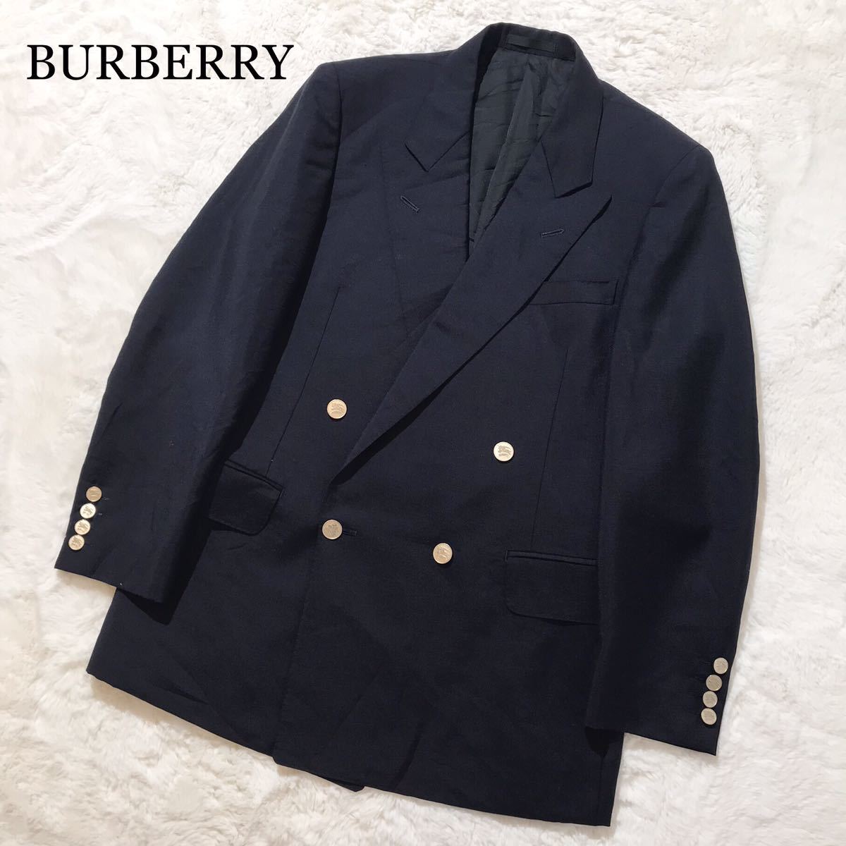 超希少・美品⭐️BURBERRY セットアップ ダブル 紺ブレ 金ボタン L相当
