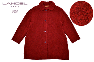 A-4041★LANCEL PARIS ランセル パリ★女性 レディース 正規品 日本製 レッド赤色 ウール コート ジャケット Ｍ