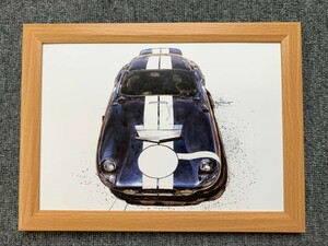 ■BOW。池田和弘『Shelby Cobra Daytona Coupe』B5サイズ 額入り 貴重イラスト 印刷物 ポスター風デザイン 額装品 アートフレーム 旧車