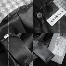 BALENCIAGAバレンシアガ2019AW ハウンドトゥース ウールB ロゴ タブ ラップ スカーフ オーバーサイズ ミドル ロング コート36グレー デムナ_画像9