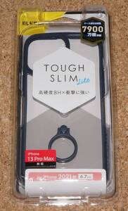 ★新品★ELECOM iPhone13Pro Max TOUGH SLIM LITE タフスリムライト フレームカラー リング付き ネイビー