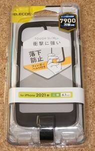 ★新品★ELECOM iPhone13/14 TOUGH SLIM LITE フィンガーベルト付き ブラック