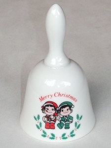  old Fujiya doorbell porcelain made Peko-chan poko Chan me Lee Christmas handbell Mill key white porcelain 