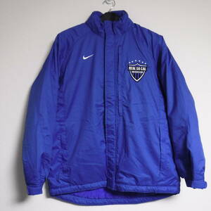 ▲00s NIKE TEAM サイズ M ナイキ サッカー ブルー ダウン ベンチコート ハーフコート Y2K 