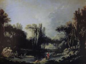 Art hand Auction François Boucher, [Landscape with a pond], rare art book paintings, Good condition, Brand new high quality framed, free shipping, Oil painting Oil painting Figure painting Landscape painting Rococo Paris, painting, oil painting, Nature, Landscape painting