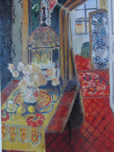 アンリ・マティス(Henri Matisse)、【室内，花とインコ】、高級画集画、状態良好、新品高級額装付、絵画 送料無料