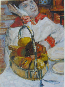 ピエール・ボナール、【女と果物かご】、高級画集画、状態良好、新品高級額装付、絵画 送料無料