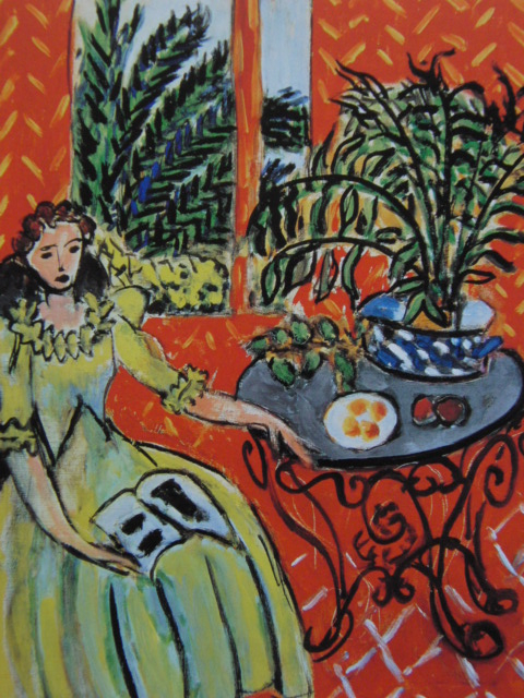 Henri Matisse, [Femme en vert dans une pièce rouge], Extrait d'un livre d'art rare, Bonne condition, Tout neuf, encadré de haute qualité, livraison gratuite, peinture à l'huile peinture à l'huile portrait, peinture, peinture à l'huile, portrait