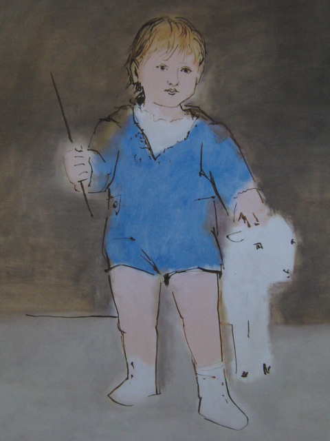 Pablo Picasso, [Paul with a Lamb, The painter's son, Two years old】, From a rare art book, In good condition, Brand new with high-quality frame, free shipping, Oil painting, portrait painting, Painting, Oil painting, Portraits