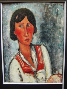 Art hand Auction Amedeo Modigliani, [Busto de una mujer joven vestida con traje de marinero], De un libro de arte raro, Buen estado, Nuevo enmarcado de alta calidad., envío gratis, pintura al óleo pintura al óleo retrato, cuadro, pintura al óleo, retrato