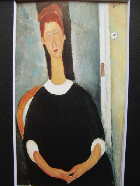 Amédée Modigliani, [Jeanne Hébuterne en col blanc], Extrait d'un livre d'art rare, En bonne condition, Tout neuf avec un cadre de haute qualité, livraison gratuite, Peinture à l'huile, peinture de portrait, Peinture, Peinture à l'huile, Portraits