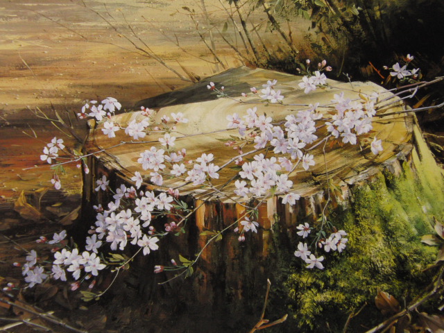 Kiyoshi Tanaka, [Yamazakura], De un libro de arte raro, Buen estado, Nuevo enmarcado de alta calidad., envío gratis, Pintor japonés pintura de paisaje flor de cerezo, cuadro, pintura al óleo, Naturaleza, Pintura de paisaje