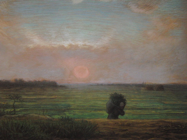 Jean-François Millet, [Rassembler du bois de chauffage, Coucher de soleil], Extrait d'un livre d'art rare, Bonne condition, Tout neuf, encadré de haute qualité, livraison gratuite, peinture à l'huile peinture à l'huile peinture de paysage, peinture, peinture à l'huile, Nature, Peinture de paysage