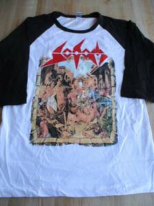 SODOM ラグラン 七分袖 Tシャツ mortal way of live 白/黒M ソドム 発禁ジャケ / kreator slayer metallica venom motorhead