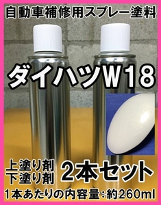 ダイハツW18　スプレー　塗料　パールホワイトⅡ　オプティ　上塗り色下塗り色2本セット　補修　タッチアップ　脱脂剤付き　W18