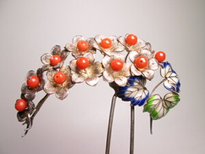 [. month ] antique * silver the 7 treasures skill large ...8,2cmbook@.. sphere decoration wistaria. flower. ornamental hairpin 