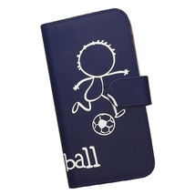 iPhone7 plus/iPhone8 plus　スマホケース 手帳型 フットボール サッカー 蹴球 スポーツ モノトーン 棒人間 ネイビー_画像1