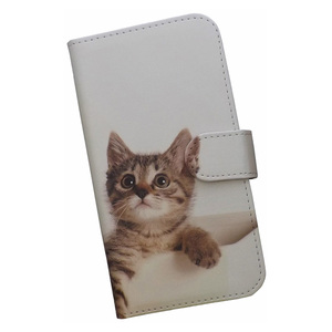iPhone12/iPhone12Pro　スマホケース 手帳型 プリントケース ネコ 子猫 鉢