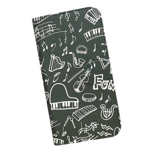 あんしんスマホ KY-51B　スマホケース 手帳型 プリントケース 音符 ピアノ 楽器 黒板 ミュージック