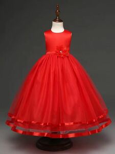 140cm child dore piano presentation musical performance . long child dress formal The Seven-Five-Three Festival dress wedding child dress chuchuchu-ru One-piece red 