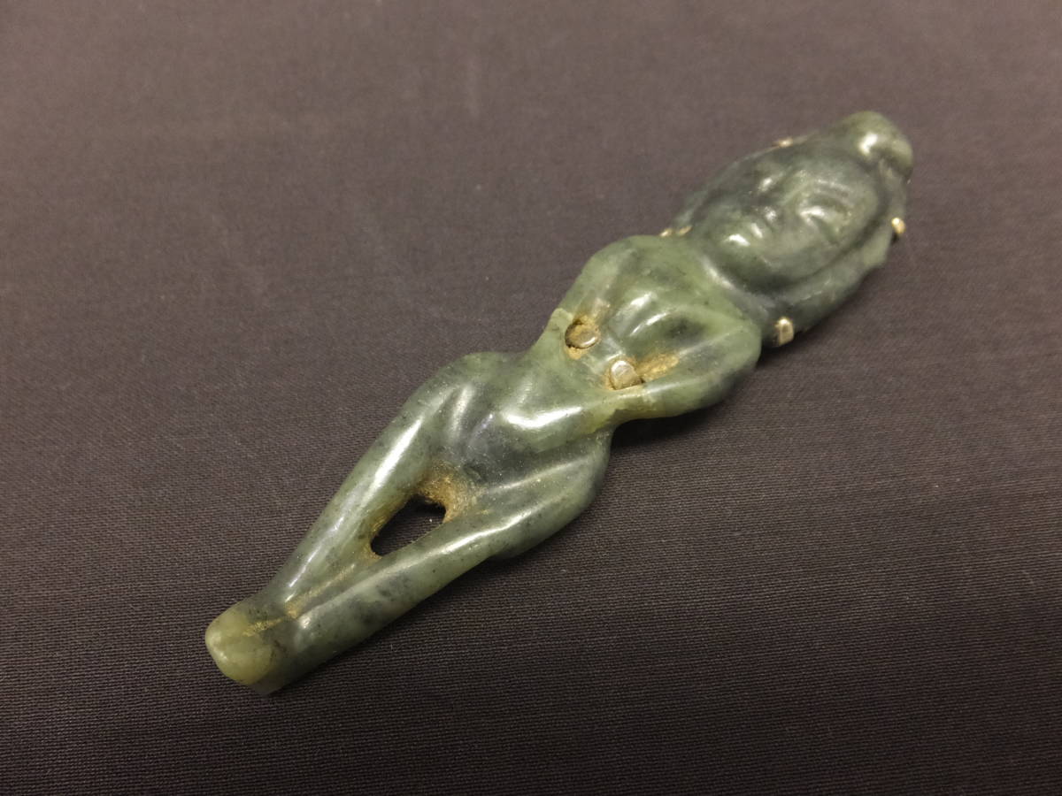中国玉石彫刻霊芝彫根付玉器玉珮C 5160-