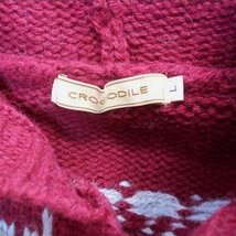 クロコダイル CROCODILE レディース Ｌ 長袖 ニット 編み カーディガン ウール 100％ 赤 レッド 茶 ブラウン 白 ホワイト_画像8