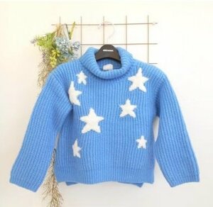 b Lee zBREEZE Kids man girl 100. long sleeve ta-toru sweater blue star mo Como ko tops 