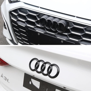  gloss black 2 piece abs Audi 4 ring front . rear. Logo Audi A3 A4 B9 A6 Q2 Q3 Q5 car grill trunks te car 