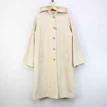 USA VINTAGE WOOL FOODED DESIGN LONG COAT/アメリカ古着ウールフード付デザインロングコート_画像5