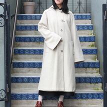 USA VINTAGE WOOL FOODED DESIGN LONG COAT/アメリカ古着ウールフード付デザインロングコート_画像2