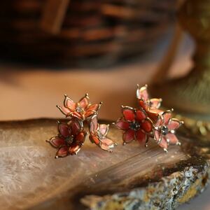 USA VINTAGE TRIPLE FLOWER DESIGN EAR CLIPS/アメリカ古着トリプルお花デザインイヤリング ③