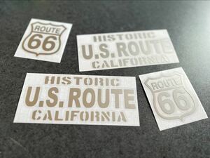 送料無料♪ U.S. ROUTE66 ステッカー 特大サイズ お得4枚セット ステッカー シルバー CALIFORNIA 世田谷ベース ステンシル ハーレー アメ車