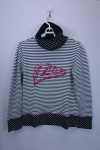 FILA GOLF(フィラゴルフ) ハイネックシャツ 白黒ボーダー レディース L ゴルフウェア 2207-0181 中古